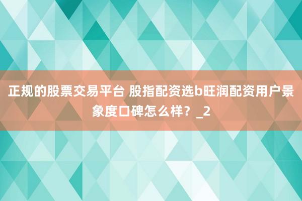 正规的股票交易平台 股指配资选b旺润配资用户景象度口碑怎么样？_2